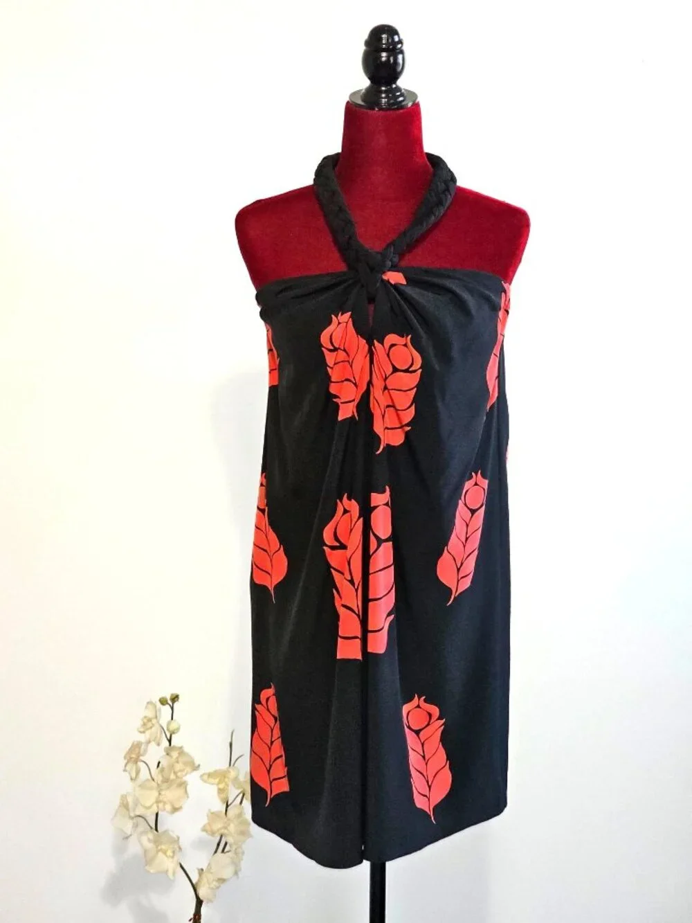 NWT Temperley London Women's Red Black Floral Silk Halter Neck Dress Size 6 2338 - Picture 2 of 13